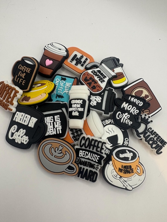 Coffee Themed Shoe Charms Clip Pin Clog Brew Caffeine For Her Him Gift