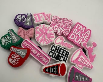 Cheerleader-Poms-Trainer-Team-Sportschuh-Clog-Charm-Anstecknadel-Clip Pink