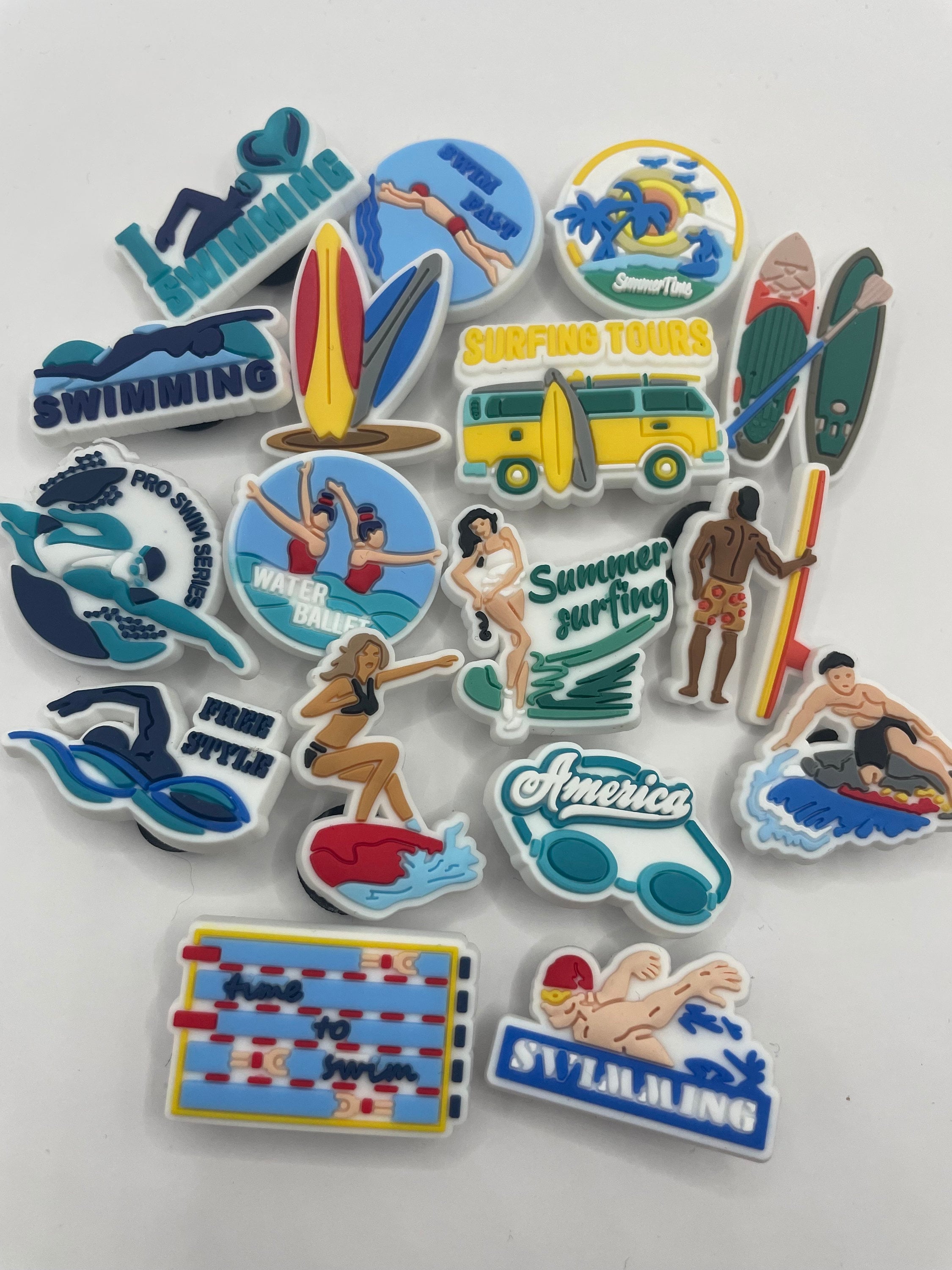 Surf Clogs Swimming Surfing Surfboard Paddle Board Beach Shoe Charm Pin Clip Clog ...