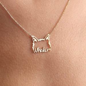 Custom Cat Ear Necklace, Cat Name Necklace, Personalized Cat Ear Necklace, Custom Pet Jewelry, American Cat Breed, Gift For Her,