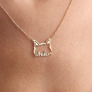 Custom Cat Ear Necklace, Cat Name Necklace, Personalized Cat Ear Necklace, Custom Pet Jewelry, American Cat Breed, Gift For Her,