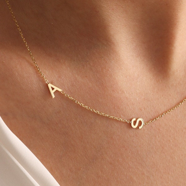 Initial Necklace, Sideways Initial Necklace, Custom Letter Necklace, Personalized Jewelry, Gift For Her, Mothers Day Gift, Gift For Mother