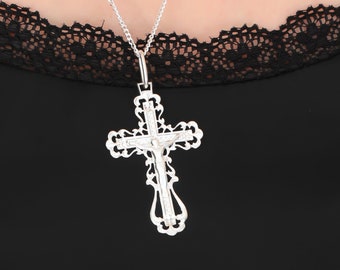 Cross Necklace, Christian Cross Necklace, Gift For Women, Dainty Cross Necklace, Silver Necklace, Confirmation Gift, Baptism Gift