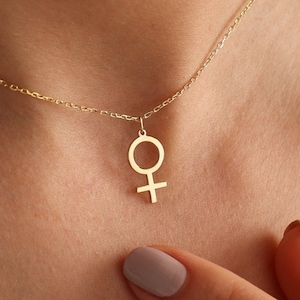 Collana con simbolo di genere in argento sterling: segno di Venere femminista