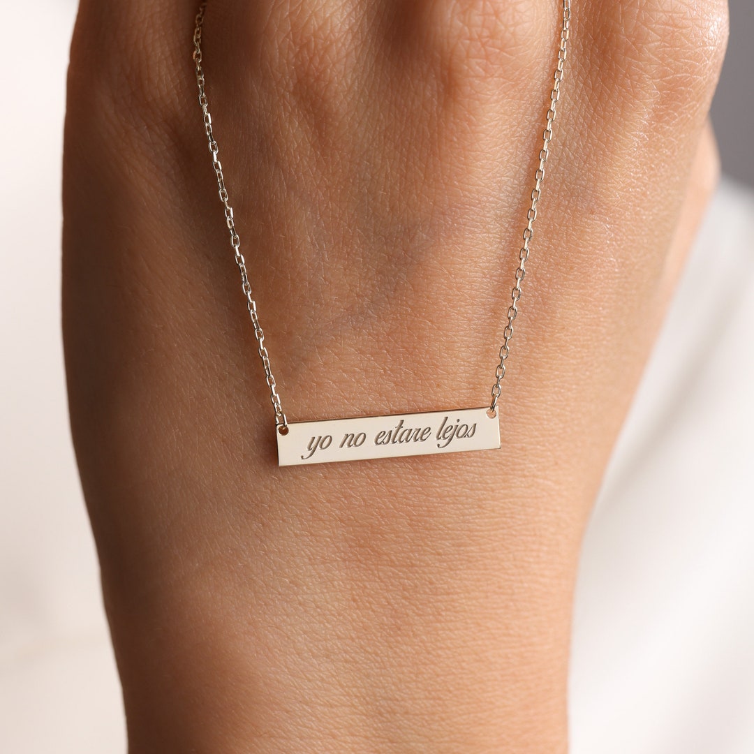 Gold Bar Name Necklace Custom 14K Solid Name Necklace Gift Etsy