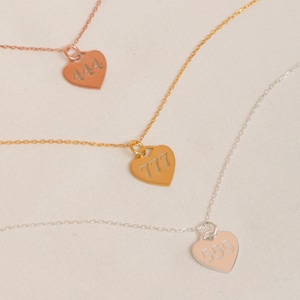 Angel Number Necklace, Personalized Heart Necklace, Golden Necklace, Gift for her, 444, 777, 111,Lucky number, Gift for Mom,Mothers Day Gift
