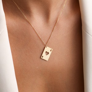 Speelkaartketting, speelkaart aas, pokerketting, gelukscadeau, cadeau voor echtgenoot, ketting pokersymbool,