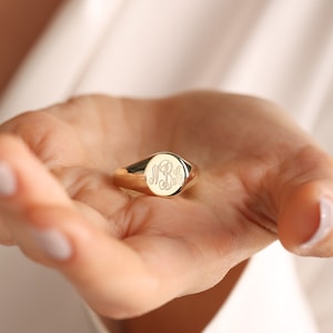 Personalized Initial Signet Ring: 14k Gold Filled, Sterling Silver