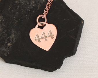 Personalized Heart Necklace, Angel Number Necklace, Golden Necklace, Gift for her, 444, 777, 111,Lucky number, Gift for Mom,Mothers Day Gift