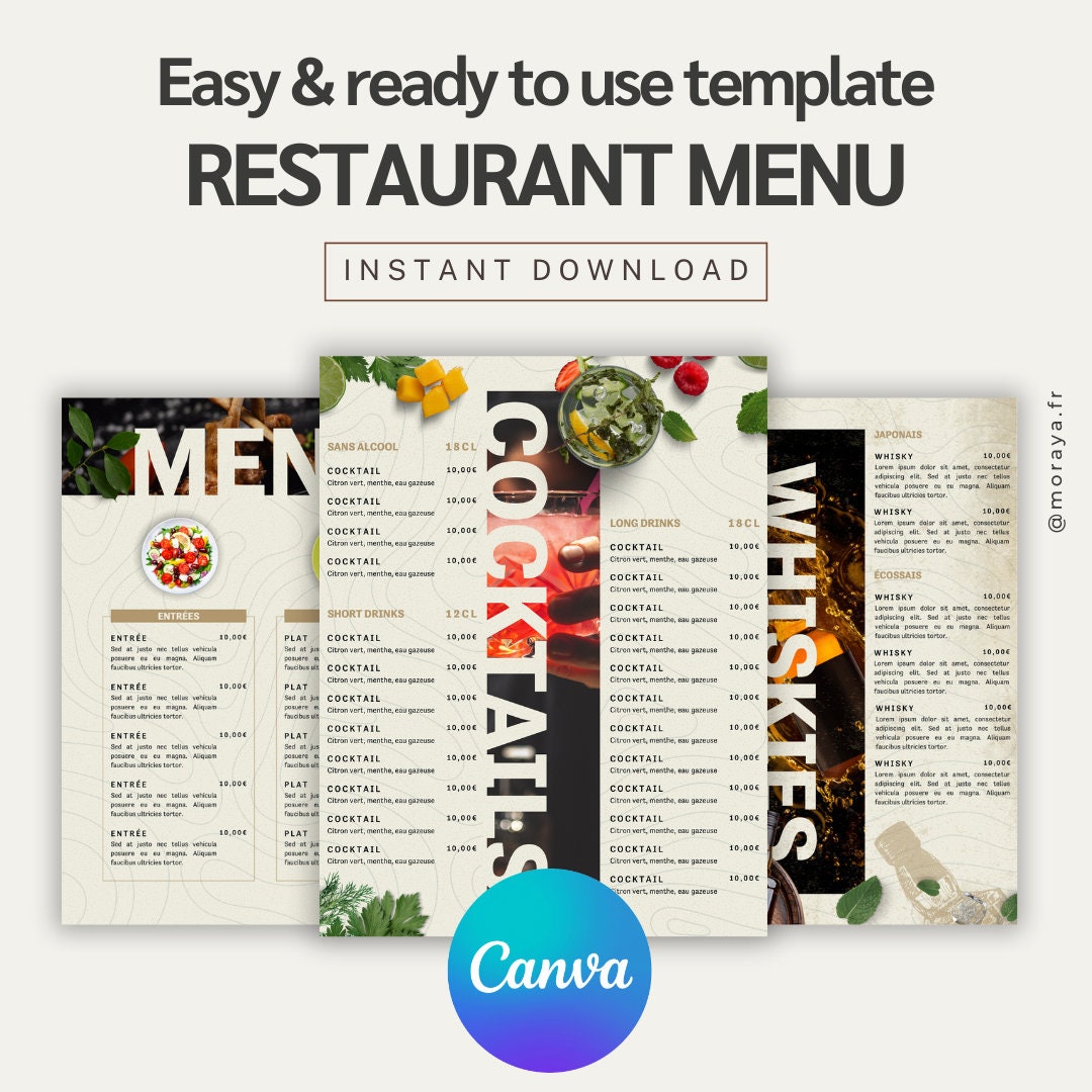 Modern Menu Writing Minimalist and Modern A4 Restaurant Menu Template Editable & Stylish ...