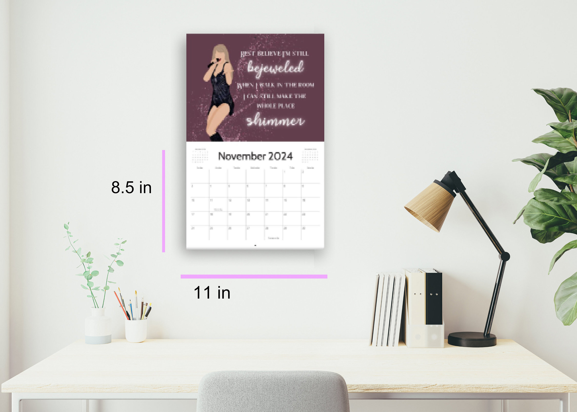 2024 Taylor Eras Calendar Bookmark, Taylor Christmas New Years Calendar