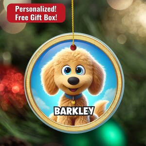 Custom Cartoon Labradoodle Ornament, Animation Style Dog Portrait, Pet Caricature, Doodle Owner Gift, Personalized Labrador Doodle Keepsake