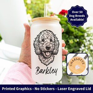 Personalized Dog Coffee Cup With Name, Custom Pet Name Tumbler, Gifts for Her, Puppy Glass Mug, Dog Mom, Dog Lover, Custom Dog Breed Gift