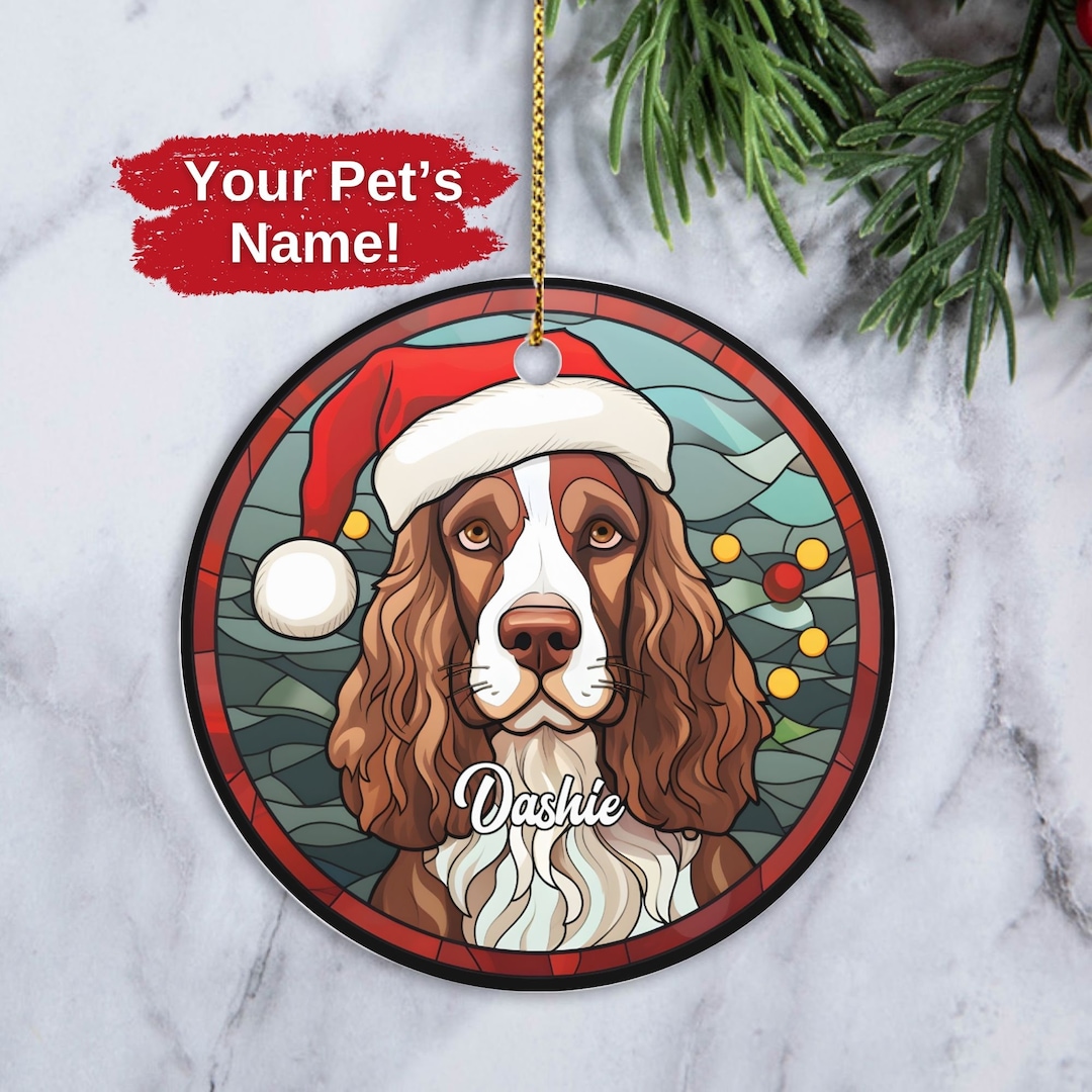 Custom English Springer Spaniel Ornament, Personalized Springer