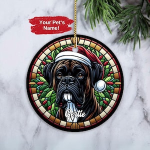 Custom Boxer Ornament, Personalized Boxer Ornament, Dog Christmas Ornament, Boxer Owner Xmas Gift, Gift for Boxer Mom, Brindle Boxer Present
