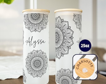 Hidden Swear Word Tumbler, Funny Curse Word Gift, Custom Birthday Gift For Her,  Personalized Curse Word Iced Coffee Cup, Swear Word Mandala