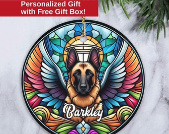 Personalized Belgian Malinois Memorial Ornament, Dog Memorial Gift, Loss of Pet, Pet Ornament, Christmas Keepsake, Dog Sympathy Present