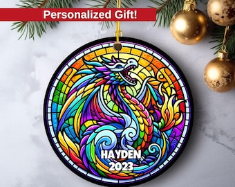 Custom Dragon Gift, Personalized Dragon Keepsake, Fantasy Gift, Gift for Gamers, Christmas Tree Dragon Ornament, Fantasy Dragon Egg Ornament