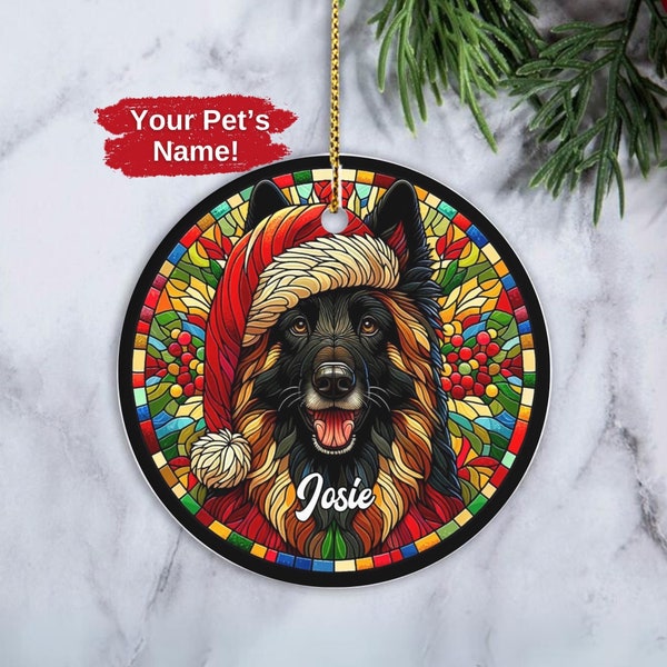 Custom Belgian Tervuren Ornament, Personalized Terv Ornament, Dog Christmas Ornament, Belgian Dog Owner Xmas Gift, Gift for Tervuren Owner