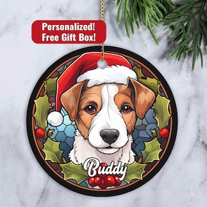 Custom Jack Russell Ornament, Personalized Jack Russell Terrier Ornament, Dog Christmas Ornament, Gift for Jack Russell Owner Xmas Gift