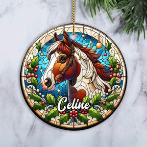 Adorno navideño de caballo personalizado, adorno de caballo personalizado, regalo de Navidad para nuevos dueños de ponis, regalo con nombre de caballo personalizado, regalo para amantes de los caballos