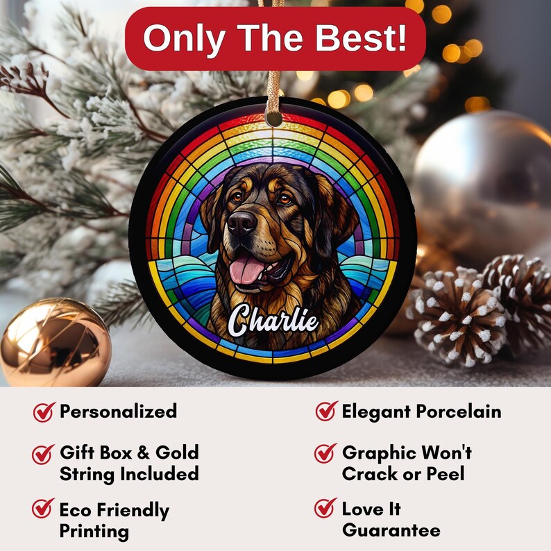 Custom Spanish Mastiff Ornament, Personalized Mastiff Memorial Keepsake