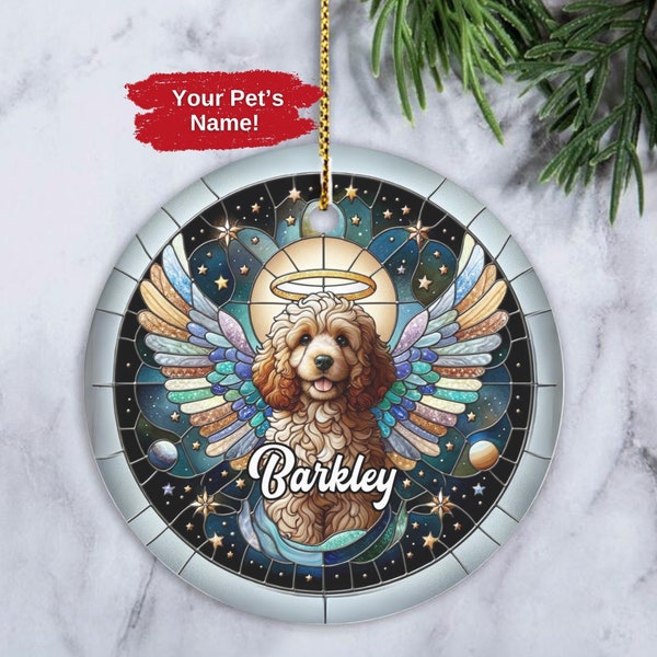 Personalized Cockapoo Sympathy Ornament, Dog Memorial Gift, Loss of Pet present, Pet Ornament Cocker Mix Keepsake Gift for Poodle Mix Owner