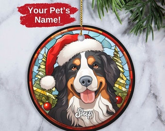 Custom Bernese Mountain Dog Ornament, Personalized Berner Ornament, Dog Christmas Ornament, Bernese Owner Xmas Gift, Gift for Bernie Mom