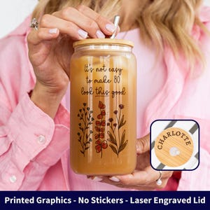 Funny 80th Birthday Wildflowers Gift, 80th Birthday Iced Coffee Cup, 80th Gift for Her, 80th Flowers Gift, Custom 80th Gift, Engraved Lid