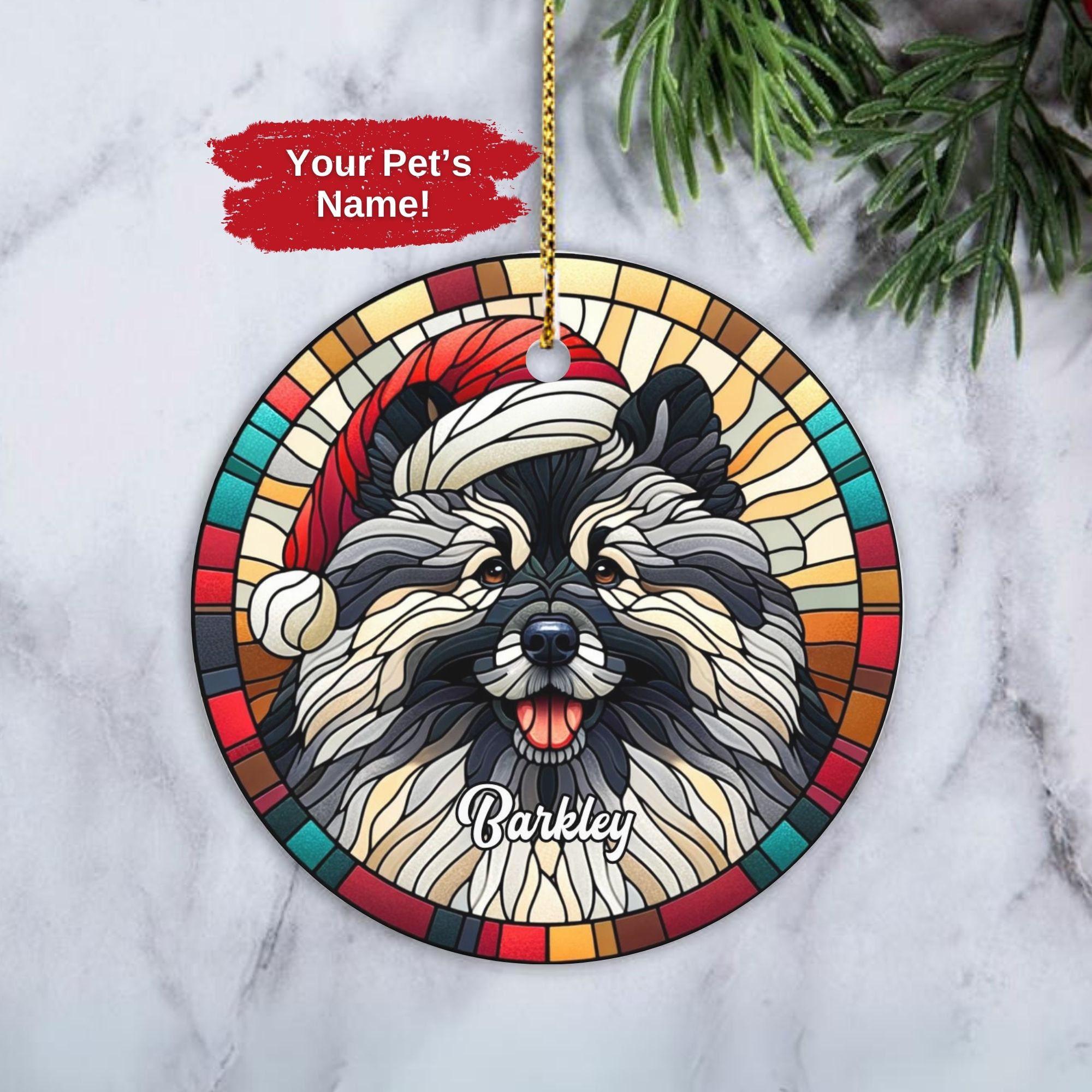 Custom Keeshond Ornament, Personalized Keeshond Keepsake, Dog Christmas Ornament, German Spitz Owner Xmas Gift, Dutch Barge Dog Owner Gift