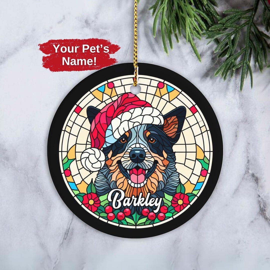 Custom Australian Cattle Dog Ornament, Personalized Blue Heeler