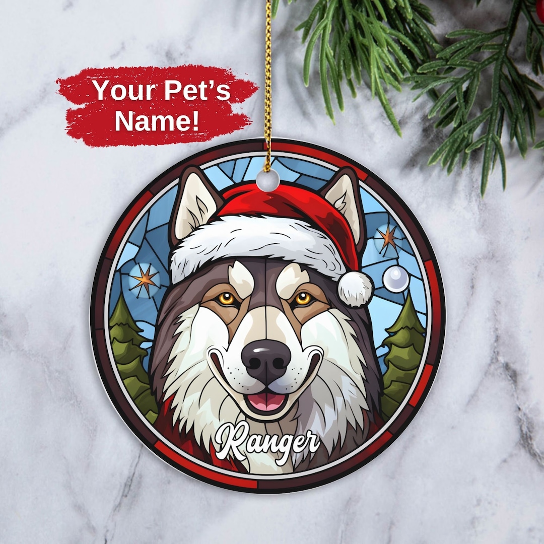 Custom Husky Ornament, Personalized Siberian Husky Ornament, Dog