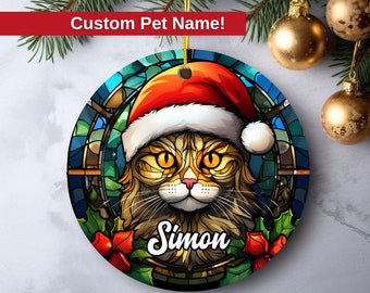 Custom Cat Ornament, Cat Christmas Ornament, Personalized Cat Ornament, Stained Glass Ornament, Cat Lover Gift, Cat Ornament, Christmas Gift