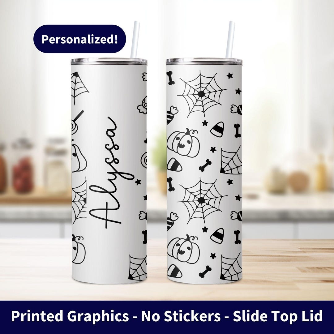 Cute Halloween Skinny Tumbler, Custom Spooky Season to Go Cup ...