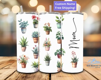 Custom Plant Gift, Plant Lover Gift, Plant Lover Tumbler, Gardening Gift, Plant Mom Gift, Never Enough Plants, Gardening, Tumbler with Name