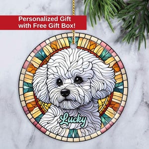 Custom Bichon Frise Ornament, Personalized Bichon Ornament, Dog Christmas Ornament, Bichon Owner Xmas Gift, Gift for Bichon Mom, Present