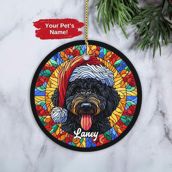 Custom Golden Doodle Ornament, Personalized Goldendoodle Ornament, Dog Christmas Ornament, Doodle Owner Xmas Gift, Gift for Black Doodle