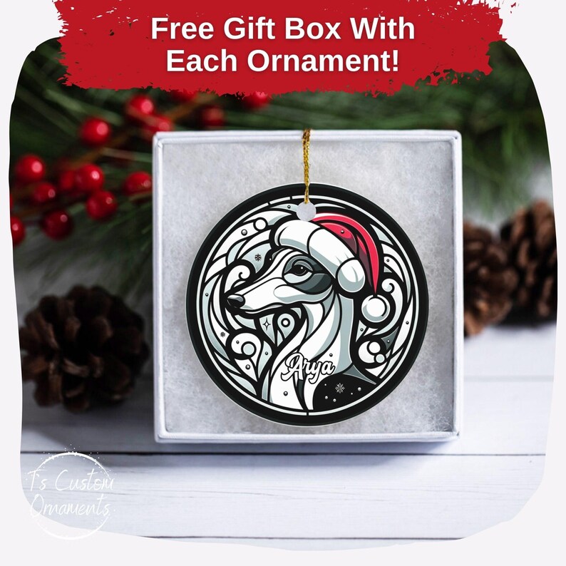 Custom Italian Greyhound Ornament, Personalized Italian Greyhound Ornament, Dog Christmas Ornament, Greyhound Owner Xmas Gift, Keepsake Gift