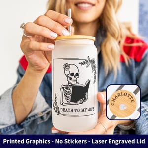 50th Birthday Iced Coffee Cup, Floral Birthday, Funny 50th Birthday, Custom 50th, Birthday Flowers Gift, 50th Party Gift, Death to My 40s