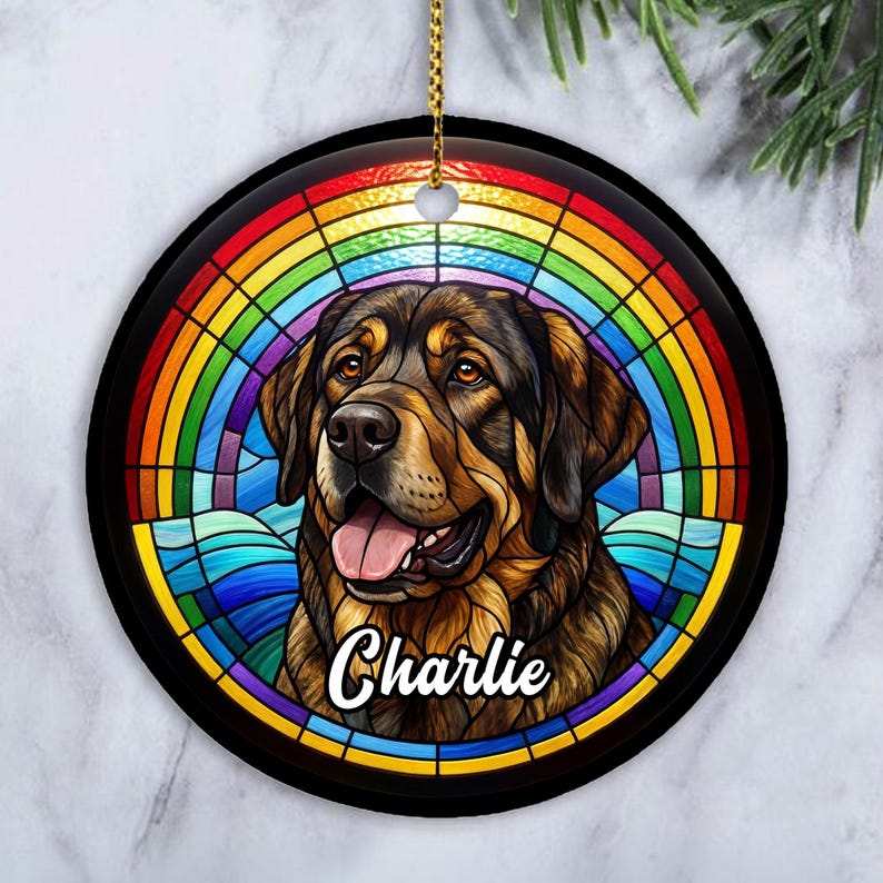 Custom Spanish Mastiff Ornament, Personalized Mastiff Memorial Keepsake