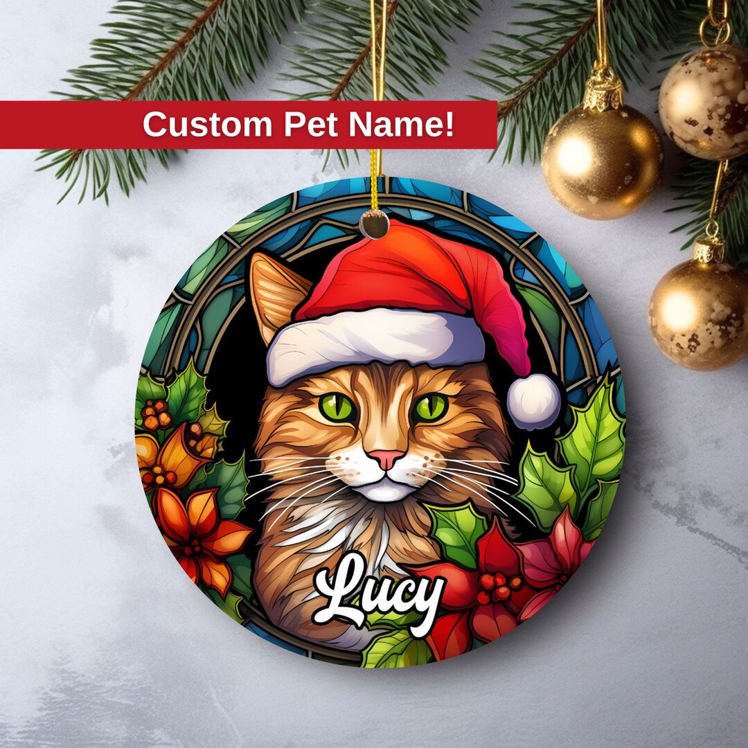 Custom Cat Ornament, Cat Christmas Ornament, Personalized Cat Ornament ...
