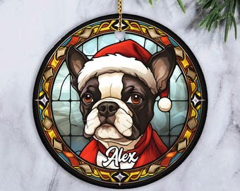 Custom Boston Terrier Ornament, Personalized Boston Terrier Ornament, Dog Christmas Ornament, Boston Terrier Owner Xmas Gift, Boston Present
