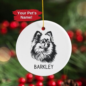 Custom Pomeranian Ornament, Personalized Pom Ornament, New Dog Owner Christmas Present, Dog Sketch Ornament Xmas Gift for Pomeranian Owner