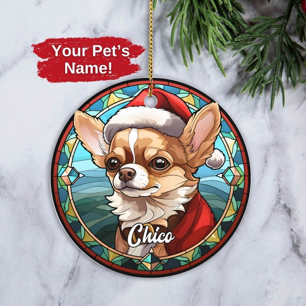 Custom Chihuahua Ornament, Personalized Chihuahua Ornament, Dog Christmas Ornament, Gift for Chihuahua Owner Xmas, Chihuahua Mom Present