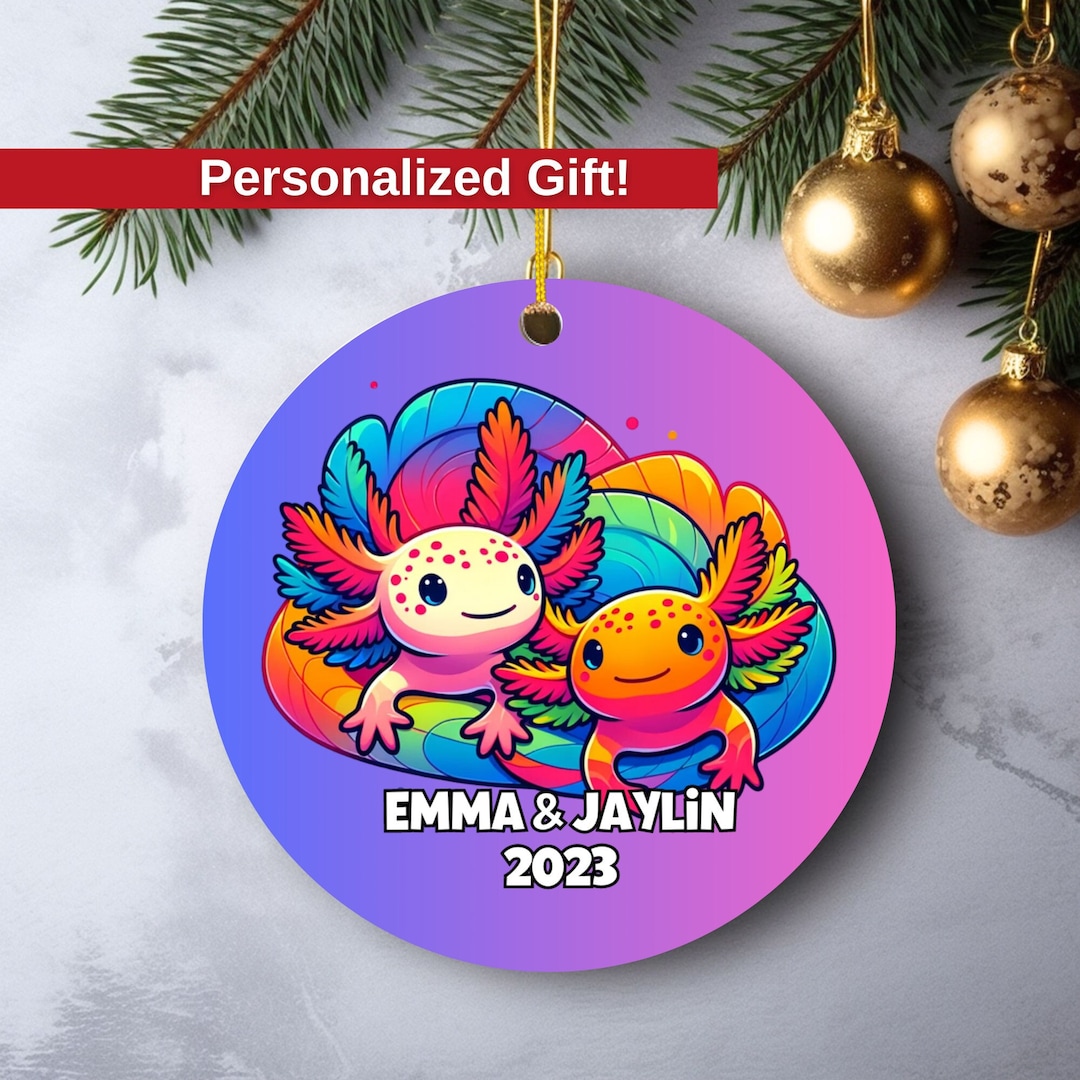 Personalized Axolotl Gift, Axolotl Ornament, Gift for Girls, Ornament