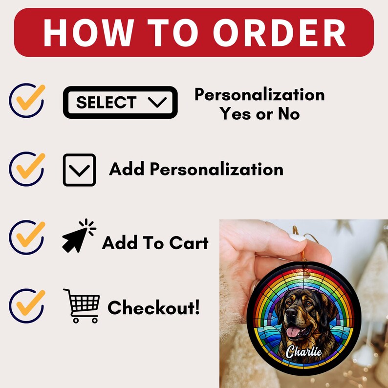 Custom Spanish Mastiff Ornament, Personalized Mastiff Memorial Keepsake