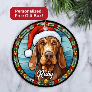 Custom Bloodhound Ornament, Personalized Hound Dog Ornament, Dog Christmas Ornament, Bloodhound Owner Xmas Gift, Gift for Bloodhound Owner
