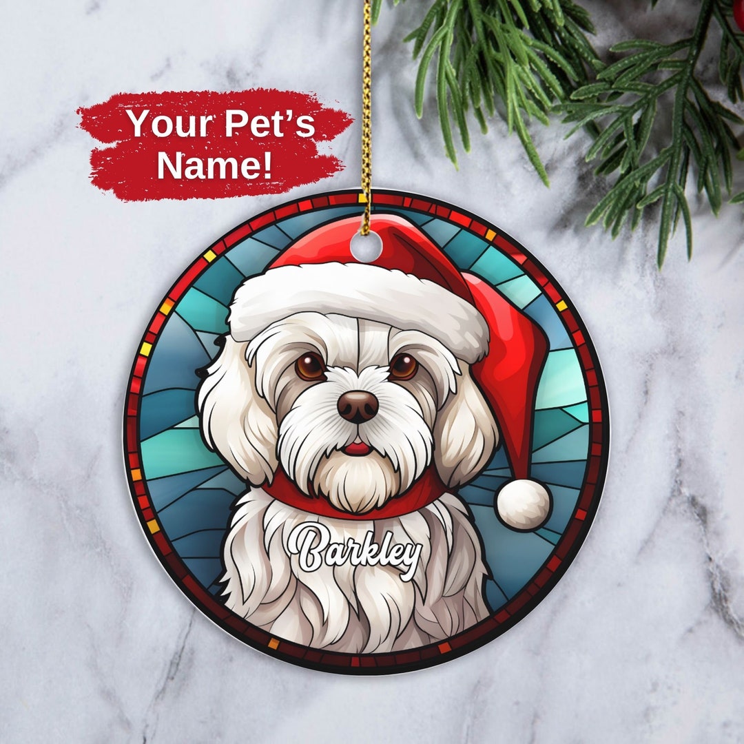 Custom Maltese Ornament, Personalized Maltese Ornament, Dog Christmas