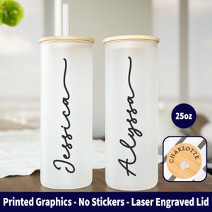 Custom Bridesmaid Frosted Glass Can, Bridal Party Gift, Iced Coffee Cup,  Bubble Tea To Go Cup for Bridesmaid Proposal Maid of Honor Present