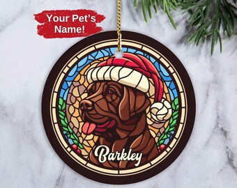 Custom Labrador Ornament, Personalized Chocolate Lab Ornament, Dog Christmas Ornament, Labrador Retriever Owner Xmas Gift, Lab Owner Gift